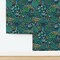 Bohemian Tropical Botanical Emerald Jade Whimsical Jungle Custom Pre-pasted Wallpaper by Spoonflower Pre-Pasted Wallpaper 2FT Wide